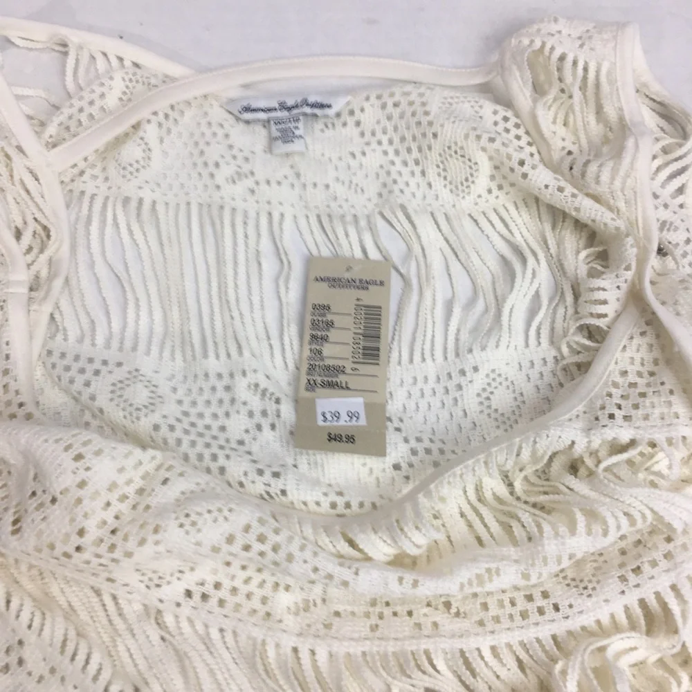 Crochet Fringe Mini Dress NWT | Boho Coastal Swim Coverup · American Eagle - Picture 4 of 12